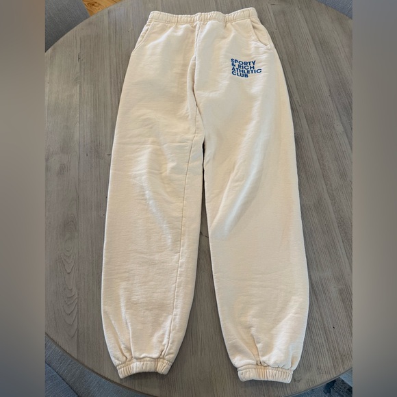 Sporty & Rich Pants - Sporty & Rich Exercise Often Sweatpants - Cream/Ocean